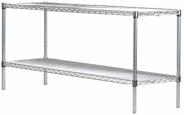 Omega Stainless Steel Shelves, 24" Deep x 24" Wide x 34" High 2 Tier Heavy Duty Wire Shelving Unit for Kitchen Garage Office Restaurant Warehouse 800-lb Per Shelf Weight Capacity