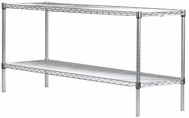 Omega Shelving Storage | 2 Tier Starter Shelving Unit 14" Deep x 72" Wide x 14" High - 800 lb Weight Capacity per Shelf, Adjustable Wire Shelving, Tool-Free Assembly |Chrome Shelving