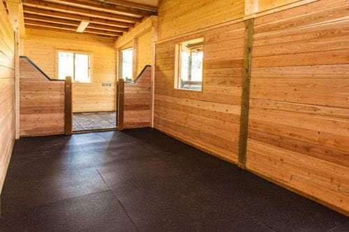 American Floor Mats - Heavy Duty Stall Tiles - Stable/Horse Tiles - Thick, Durable Rubber Flooring Solid Black 1 Center Tile 1/2" Thick