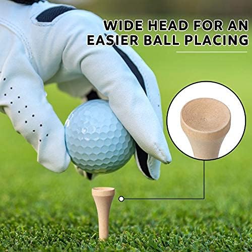 sportstider Golf Tees, 2 3/4 Inch, 77 Count, Professional Deluxe Wooden Golf Tee,More Than 20 Colors Combination, Natural Hard Wood Golf Tee