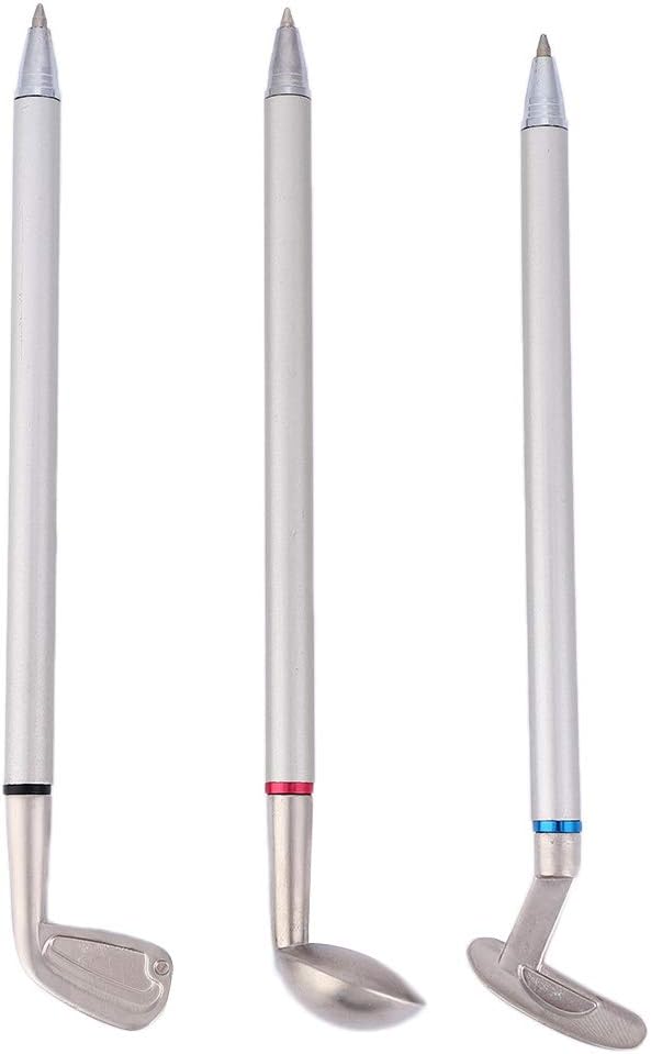 Golf Ball Shape Pen Holder, Desktop Pencil Vase with Clock, Zinc Alloy Pen Vase for Study Office Decor, Includes 3 Pens and Circular Base for Stability (Blue)