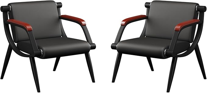 wonline Office Waiting Room Chairs Set of 2 Black Reception Guest Chairs with Arms Lobby & Waiting Room Furniture for Clinic, Hospital, Airport, Salon, Bank, Barber