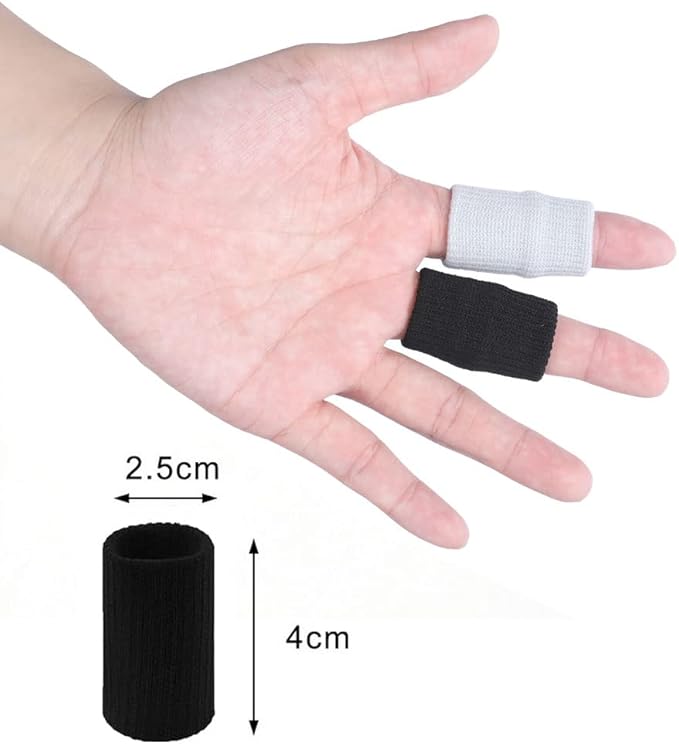 20 PCS Finger Sleeves Protectors, Sport Finger Sleeves Thumb Brace Support Finger Brace Elastic Thumb Sleeves for Relieving Pain Arthritis Trigger Finger (Black Grey)