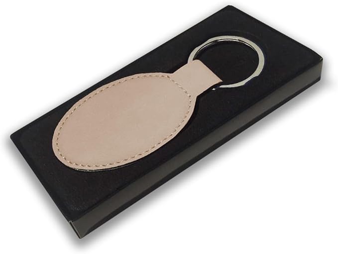 LaserGram Oval Keychain, Off Road Racer, Personalized Engraving Included (Beige)