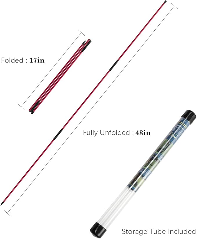Rhino Valley Golf Alignment Sticks - 48" Collapsible Golf Practice Rods for Aiming, Putting, Full Swing Trainer, Posture Corrector with Clear Tube Case, Golf Training Equipment