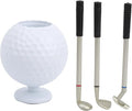Golf Theme Pen Holder Set, Mini Desktop Golf Ball with 3 Golf Club Pens, Plastic Golfer Souvenir