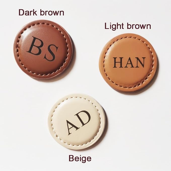 Personalized Golf Ball Markers, (Set of 2) Custom Magnetic Leather Golf Markers, Gift for Men Dad Husband