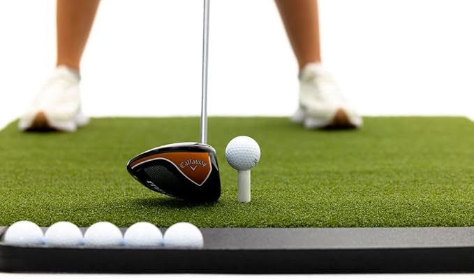 Perfect ReACTION Golf Mat - 3x5 Feet Premium Turf Indoor/Outdoor Mat for Hitting & Chipping - Golf Stance Mat w/ Golf Accessories (Golf Tray + 3 Rubber Golf Tees)