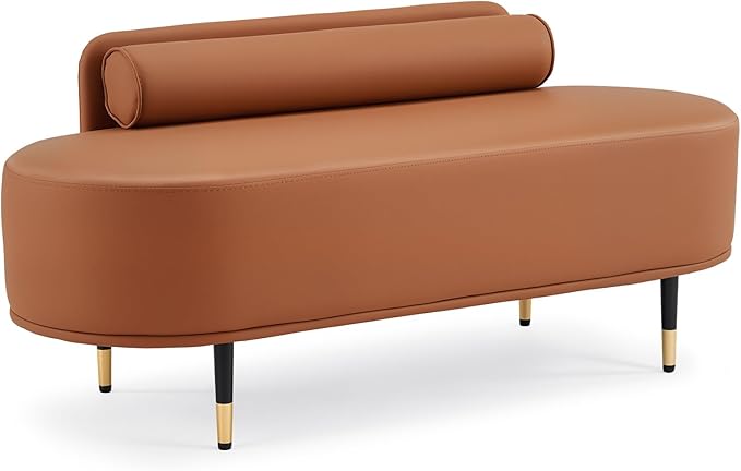 OmySalon Waiting Room Bench with Low Back, 53.5" Office Guest Chair, Faux Leather Upholstered Reception Seating, Lobby Bench for Beauty Salon Barbershop Airport Bank Hall Room Conference
