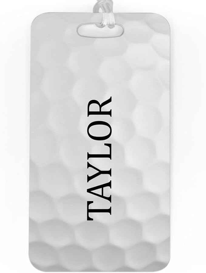 ChalkTalkSPORTS Golf Luggage & Bag Tag | Personalized Golf Ball Graphic | Standard Lines on Back | Large