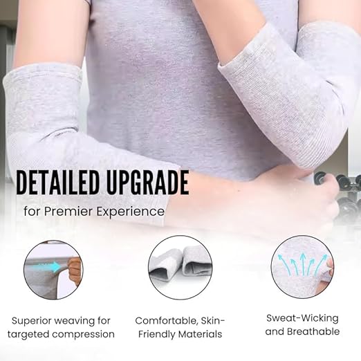 Wonder Care Bamboo Elbow Support Compression Sleeve for Tennis, Golf Elbow, Joint Pain Relief, White, Pack of 2 (X-Large)