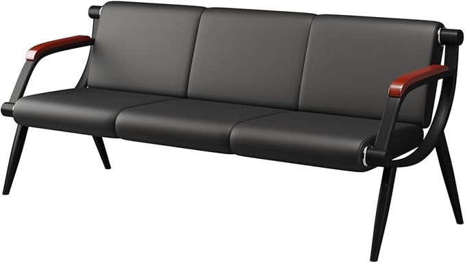 wonline Waiting Room Bench, Office Furniture Reception Chairs with Arms, Leather Chairs is Suitable for Clinic,Airport,Hospital,Barber,Salon,Bank-(Blank,3 Seat)