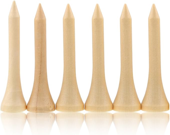 Agatige 100PCS Wood Golf Tees, Wooden Friendly Golftees Strong Stable Golfball Holder Reduce Friction and Side Spin Golf Accessories