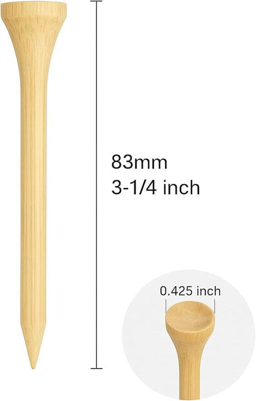 150 Pcs Bamboo Golf Tees 3 1/4 Inch, 83mm (3.25") Bamboo Tees, Friendly Biodegradable, Long and Tall Golf tees, More Durable and Stable, Ideal for Beginner