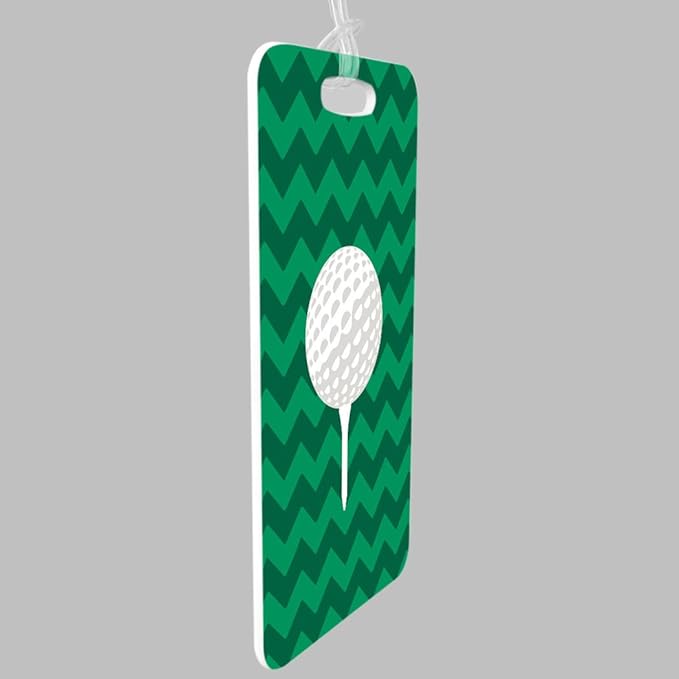 ChalkTalkSPORTS Golf Luggage & Bag Tag | Golf Ball and Tee | Custom Info on Back | Small | Green