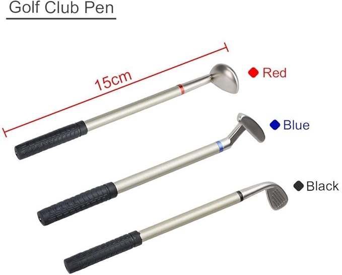 Leather golf pen holder with three golf club pen for writing, suitable for desk decoration, golf cake decoration, unique gift for men Boss Dad golfer
