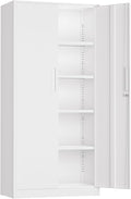 INTERGREAT White Metal Storage Cabinet, 72" Locking Steel Cabinets with 2 Door and 4 Adjustable Shelves, Tall Metal Cabinet for Home Office, Garage, Warehouse