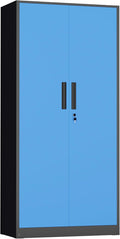 INTERGREAT Metal Storage Cabinet,72" Steel Lockable File Cabinet with Locking Doors and Adjustable Shelves,Locking Tool Cabinets for Office,Home,Garage,Gym,School (Black Blue)
