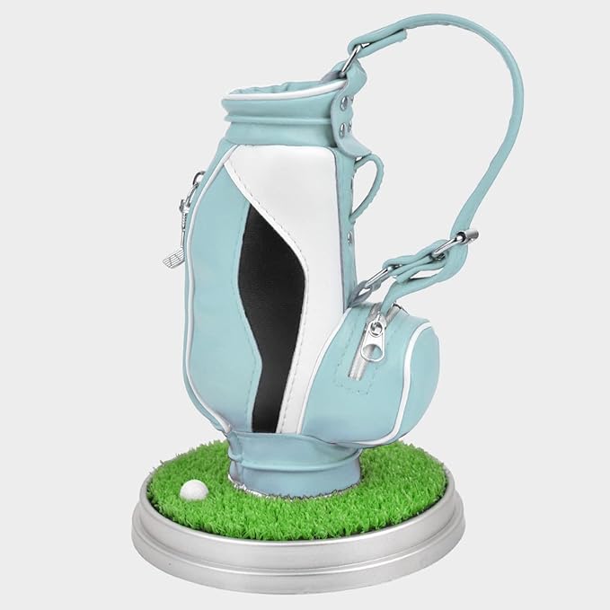 Leather golf pen holder with three golf club pen for writing, suitable for desk decoration, golf cake decoration, unique gift for men Boss Dad golfer