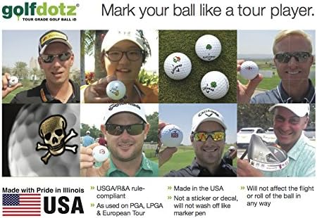 Golfdotz - USGA Rule Conforming Novelty Golf Ball Markers, Golf Ball Stickers for Marking Balls, No More Smearing from Stamps, Gifts for Golfers, Dads, and Retirees, (USA Collection; 32-Count)