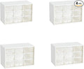 Feadily 4PCS Small Drawer Organizer for Desk, Desktop Drawer Organizer with 9 Clear Drawers, Plastic Desktop Storage Drawers 7.1 Inch x 3 .9 Inch x 4.7 Inch, White