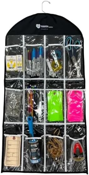 12 Pocket Clear Hanging Shoe & Accessory Organizer Bag - Closet Storage Solution for Shoes, Jewelry, Scarves, Belts & Small Accessories, Durable Space-Saving Design