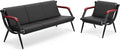 wonline Office Waiting Room Chair Bench Set, Black Office Reception Guest Chair with Arms Matching Lobby Bench for Clinic, Hospital, Airport, Salon, Bank, Barber Waiting Furniture