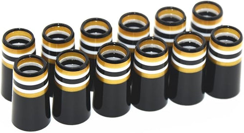 12pcs Premium Gold/White/Black Stripes Golf Iron Ferrules .370 Universal Ferrules Caps for Carbon Fiber Golf Iron Shaft