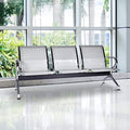 Kinfant Waiting Room Chair Bench - Guest Reception Chairs for Airport Hospital Bank Salon Barber Hall Room Conference (3-seat, Silver-Mesh)