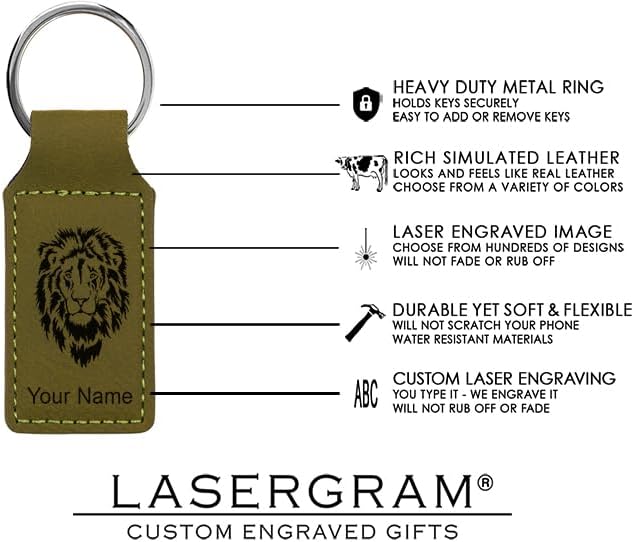 LaserGram Rectangle Keychain, Coat of Arms Germany, Personalized Engraving Included (Camo Green)