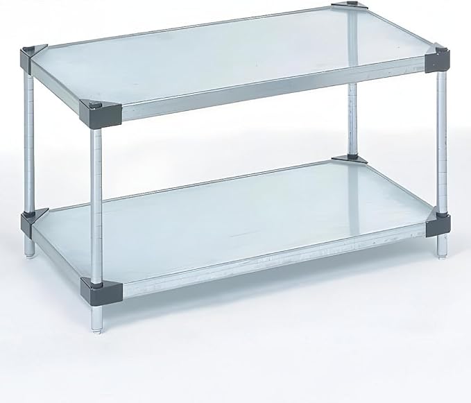 Omega 2-Tier Solid Galvanized Shelves, 24" Deep x 42" Wide x 14" HighHeavy Duty Storage Rack, Shelving Unit, NSF Certified, Ideal for Kitchen Garage Office Restaurant Warehouse 800-lb Weight Capacity