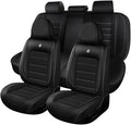 Leather Car Seat Covers for Volkswagen Golf SportWagen 2015-2019,Waterproof Soft Seat Covers,Interior Accessories Seat Covers Protector Airbag Compatible(5pcs Black Standard)