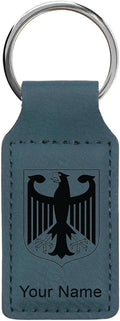 LaserGram Rectangle Keychain, Coat of Arms Germany, Personalized Engraving Included (Slate Blue)