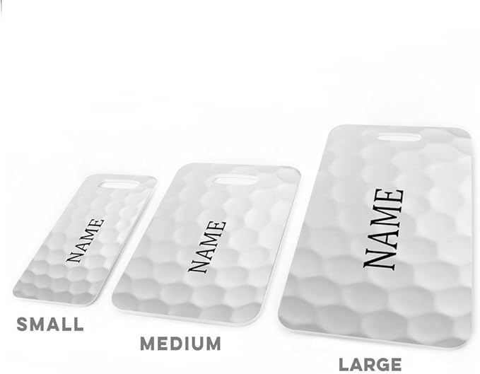 ChalkTalkSPORTS Golf Luggage & Bag Tag | Personalized Golf Ball Graphic | No Personalization on Back | Large