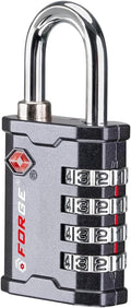 FORGE 4 Digit TSA Approved Combination Lock, Tool Box and Case Lock, Combination Padlock for Travel, Gym, Home. Grey 1 Lock.