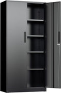 INTERGREAT Black Metal Storage Cabinet, 72" Locking Steel Cabinets with 2 Door and 4 Adjustable Shelves, Tall Metal Cabinet for Home Office, Garage, Warehouse