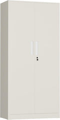INTERGREAT Metal Storage Cabinet, 72" H Lockable Steel Cabinets with Locking Doors, Storage Locker with Adjustable Shelves for Office, Home, Garage, Gym, School (Warm Grey)
