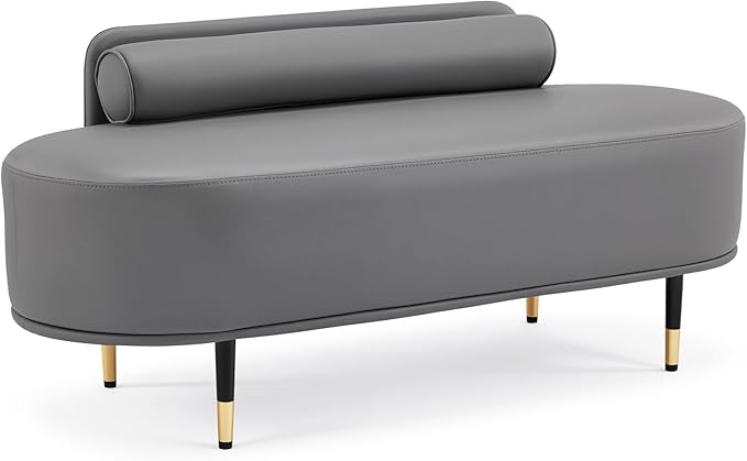 OmySalon Waiting Room Bench with Low Back, 53.5" Office Guest Chair, Faux Leather Upholstered Reception Seating, Lobby Bench for Beauty Salon Barbershop Airport Bank Hall Room Conference