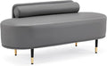 OmySalon Waiting Room Bench with Low Back, 53.5" Office Guest Chair, Faux Leather Upholstered Reception Seating, Lobby Bench for Beauty Salon Barbershop Airport Bank Hall Room Conference