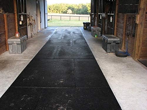 American Floor Mats Heavy Duty Horse Stall Mats - Thick, Durable Rubber Flooring - Solid Black - 8' x 10' Set (20 Tiles Total)