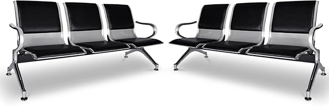 kinbor PU Leather Waiting Room Chairs - Waiting Bench Seating Lobby Chairs for Airport, Bank, Hospital, Salon, Barbershop (Set of 2)