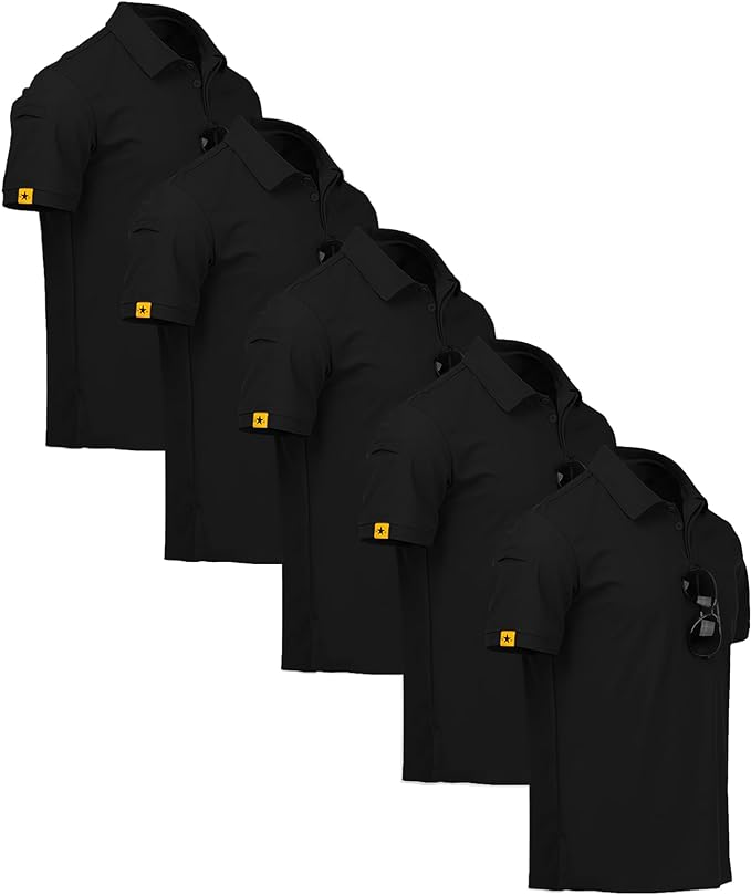 ZITY 5 Pack Mens Polo Shirt Short Sleeve Sports Golf Tennis T-Shirt Moisture-Wicking Summer Shirts