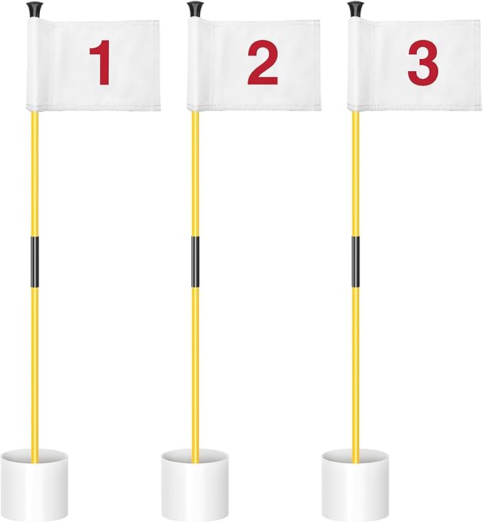 KINGTOP Golf Flagstick Mini, Putting Green Flag for Yard, All 3 Feet, Double-Sided Numbered Golf Flags, Golf Pin Flag Hole Cup Set, Portable 2-Section Design, Gifts Idea