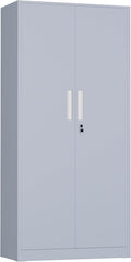 INTERGREAT Metal Storage Cabinet with Lock, 63" H Metal Cabinets Storage with 2 Doors and 4 Adjustable Shelves, Locking Garage Cabinet for Home Office, Kitchen, Bathroom (Cement Grey)