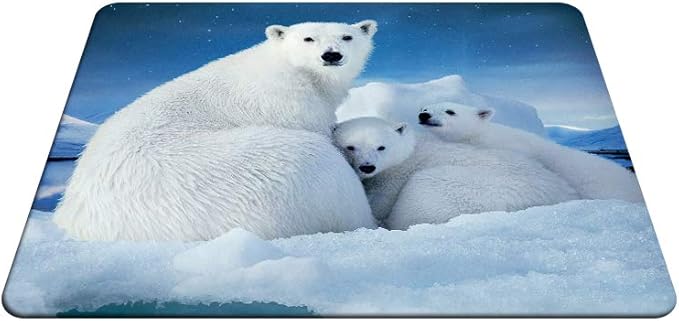 Polar Bear Gaming Mousepad Cute Polar Bear Family Blue Sky Mouse Pad Mouse Mat for Computer Desk Laptop Office 9.5 X 7.9 Inch Non-Slip Rubber