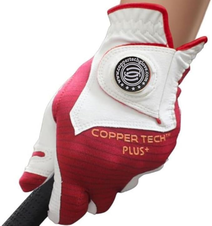 Women's 1-Pack Right and Left Handed Golfers Golf Glove – Advanced Compression for Muscle Support, Joint Relief Gloves – White/Red