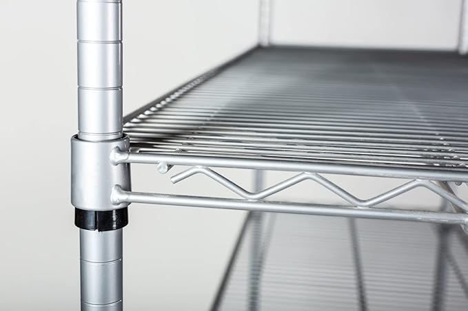 Omega Shelving Storage | 2 Tier Starter Shelving Unit 14" Deep x 36" Wide x 36" High - 800 lb Weight Capacity per Shelf, Adjustable Wire Shelving, Tool-Free Assembly |Grey Shelving
