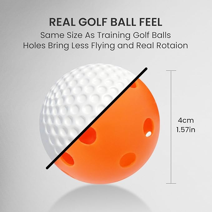 FINGER TEN Golf Practice Balls Plastic Colored Value 12/24/36/50 Pack, Limited Flight Sports Training Ball for Men Women, Indoor Outdoor Driving Range Backyard Use