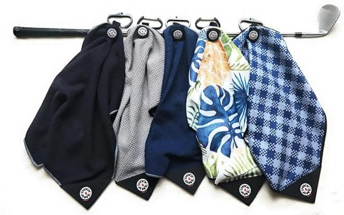 Magnetic 6-in-1 Multi Tool Golf Towel - Magnetic Towel - Ball Marker - Silicone Brush - Groove Cleaner - Bottle Opener - Bag Clip - Microfiber Waffle Design - Men's and Women's Golf - Golf Gifts