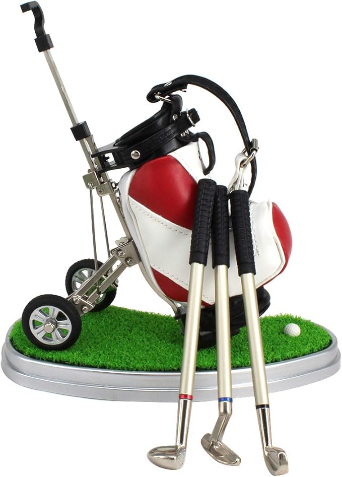 Golf Gift Golf Pens Holder, Golf Bag Holder with 3 Pieces Aluminum Pen Golf Bag Pencil Holder for Men